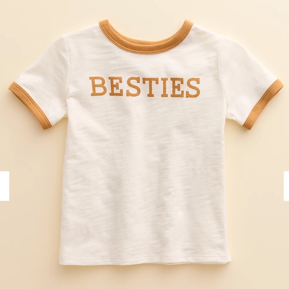 LITTLE CO Besties Matching Tee & Shorts set, Cream & Camel, 9m - Picture 8 of 9